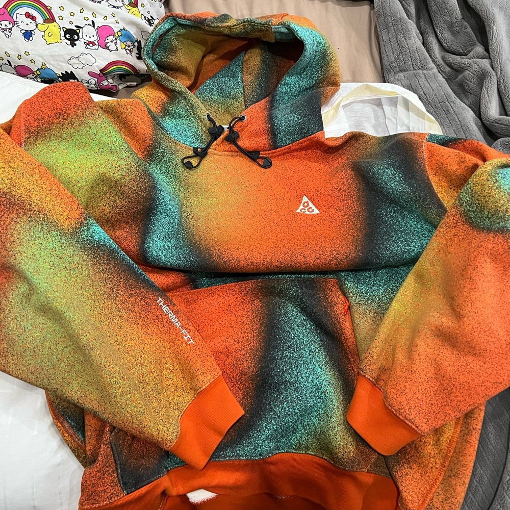 Nike ACG Orange and Green Hooded Sweater